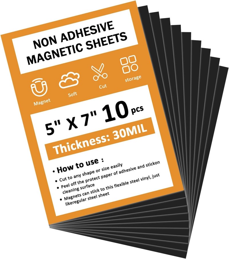 STTMGN Plain Magnet Sheets,10PCS,5''x7'' Flexible Rubber Magnetic Sheet,30Mil Non-Adhesive Magnetic Sheet for Die Storage,Business Dignage,Car,Sticker,Craft Product,Souvenir,Refrigerator Sticker - Image 1